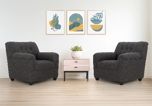 Jute Sofa 1 Seater (Grey) (Set of 2)